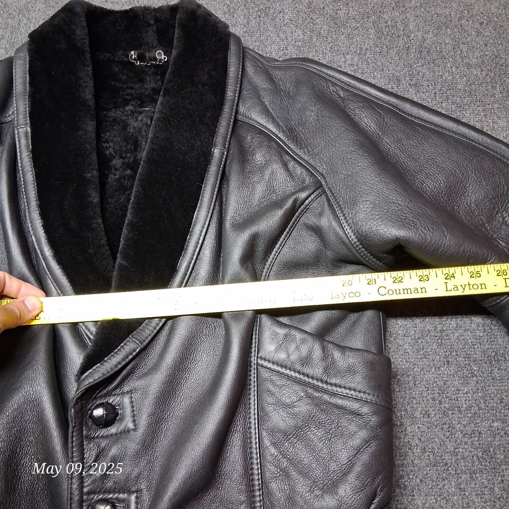 Vintage Sherling Original Leather Jacket Adult Size Small Black V Neck VERY NICE - Picture 4 of 8